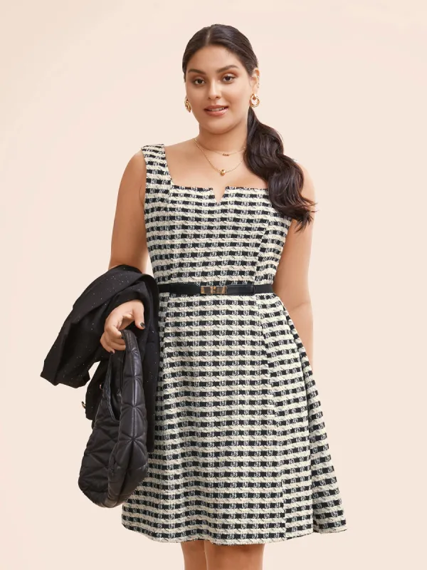 Stretch Woven Notched Collar Fitted Midi Dress sold by Bloomchic