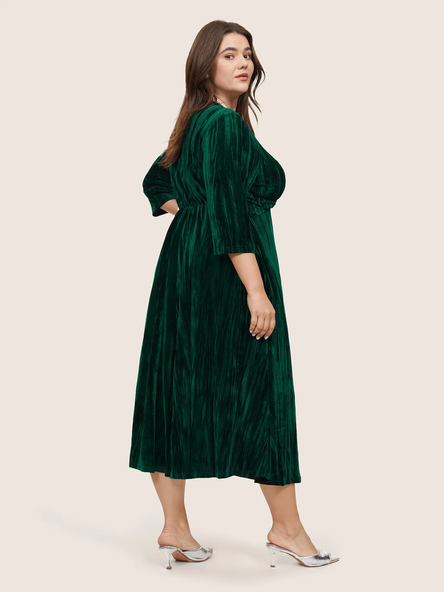 Plain Velvet V Neck Twist Front Dress sold by Bloomchic product image thumbnail 4