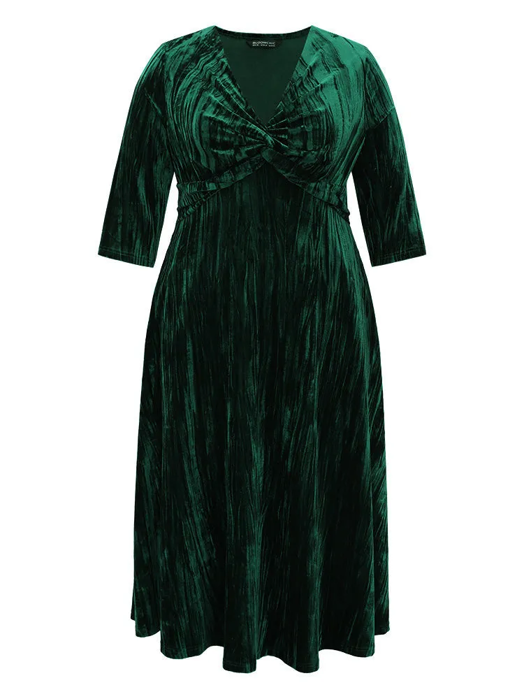 Plain Velvet V Neck Twist Front Dress sold by Bloomchic product image thumbnail 5
