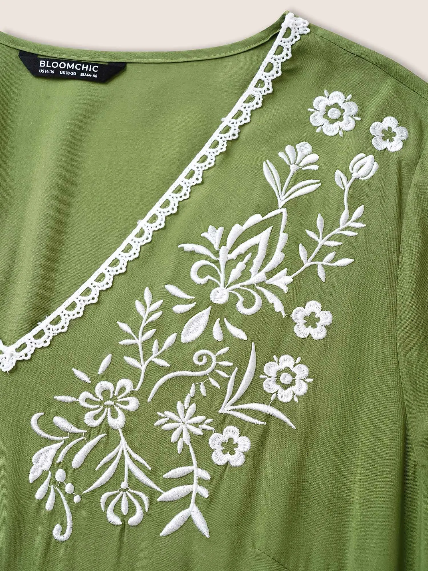 Supersoft Essentials Floral Embroidered Patchwork Hem Dress sold by Bloomchic product image thumbnail 5