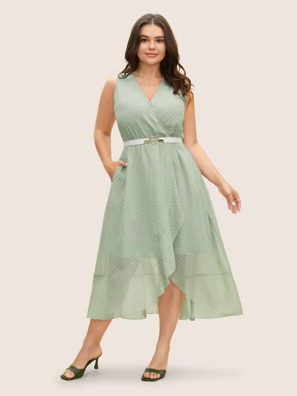 Overlap Collar Texture See Through Dress sold by Bloomchic