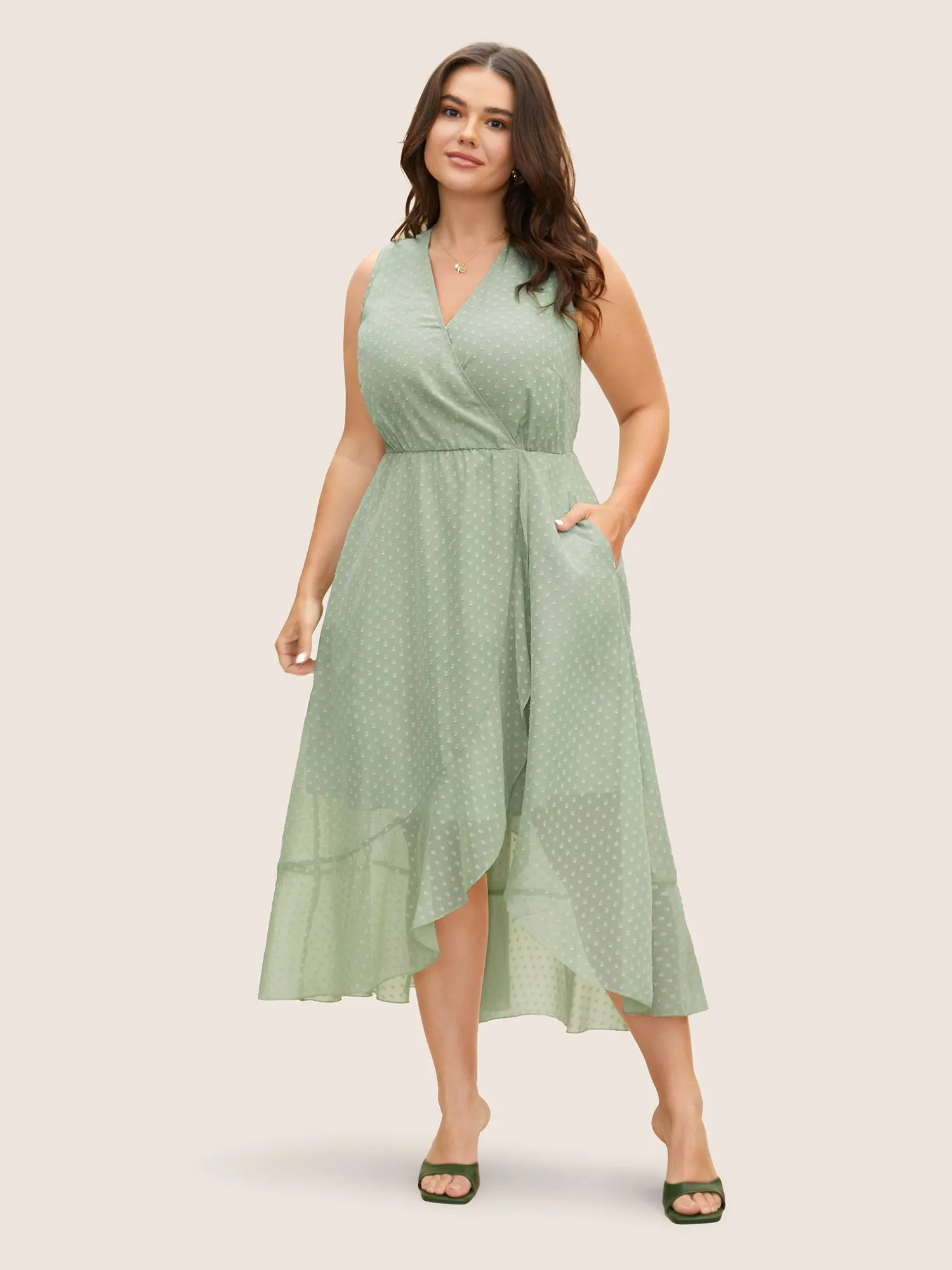 Overlap Collar Texture See Through Dress sold by Bloomchic product image thumbnail 2