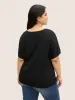 Plain Laser Cut Batwing Sleeve T-shirt sold by Bloomchic