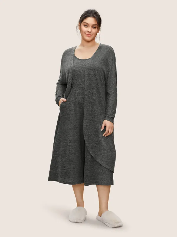 Solid Heather Dolman Sleeve Open Front Robe sold by Bloomchic