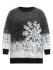 Fuzzy Snowflake Elastic Cuffs Pullover sold by Bloomchic