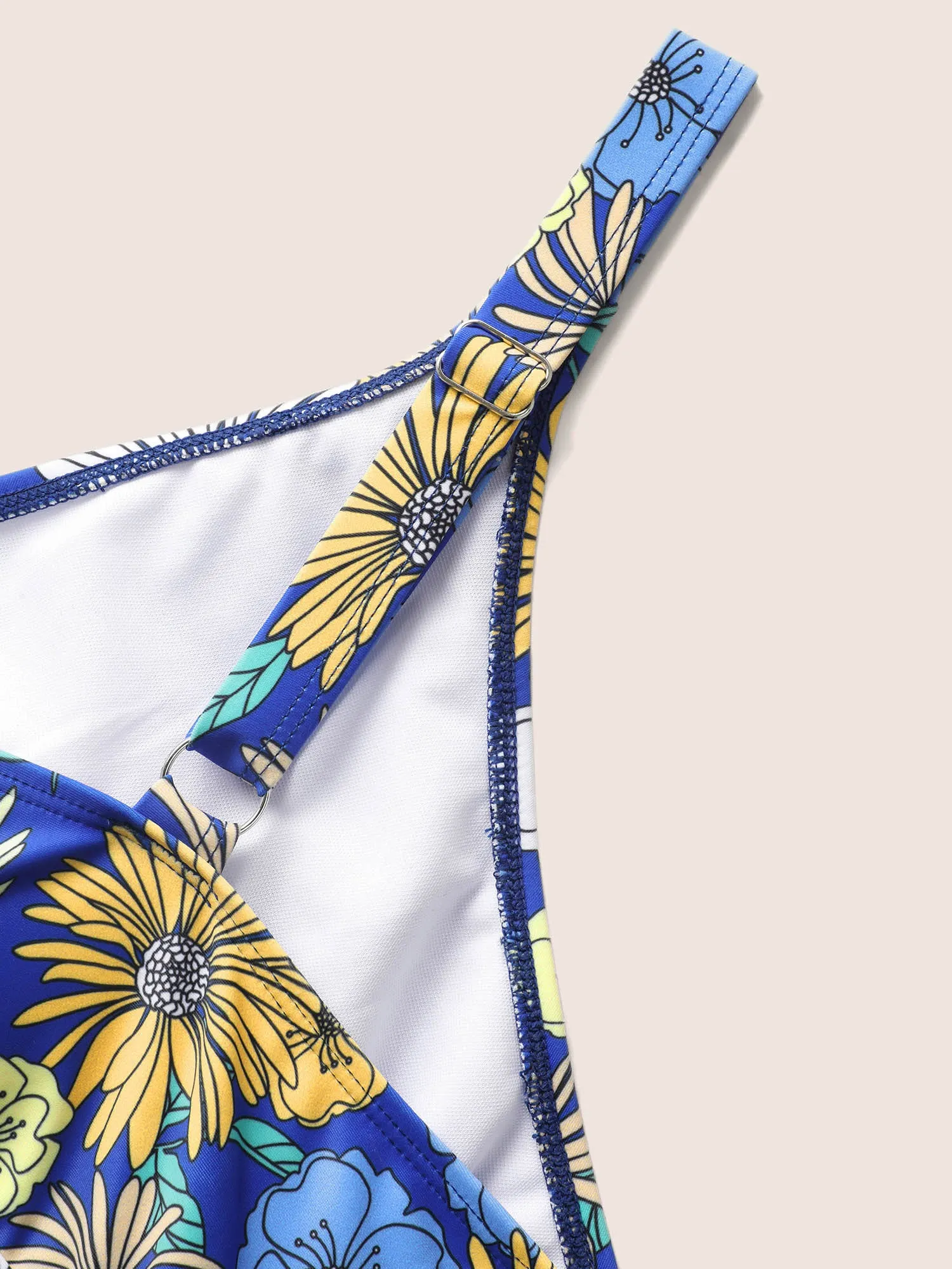 Overlap Collar Floral Mesh Split Side Swim Dress sold by Bloomchic product image thumbnail 5