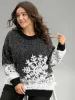 Fuzzy Snowflake Elastic Cuffs Pullover sold by Bloomchic