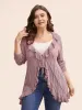 Ruffle Trim Ties Cable Knit Cardigan sold by Bloomchic