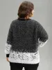 Fuzzy Snowflake Elastic Cuffs Pullover sold by Bloomchic