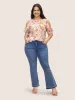 Watercolor Floral Cold Shoulder Ruffles Blouse sold by Bloomchic