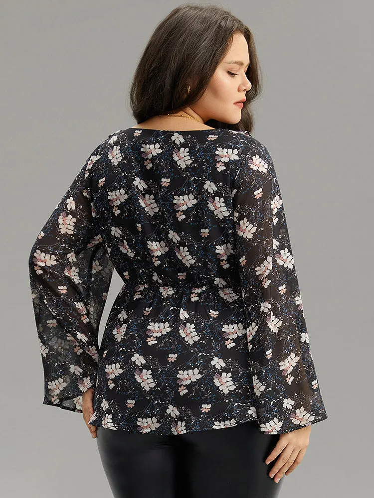 Ditsy Floral Ties Ruffles Elastic Waist Blouse sold by Bloomchic product image thumbnail 2