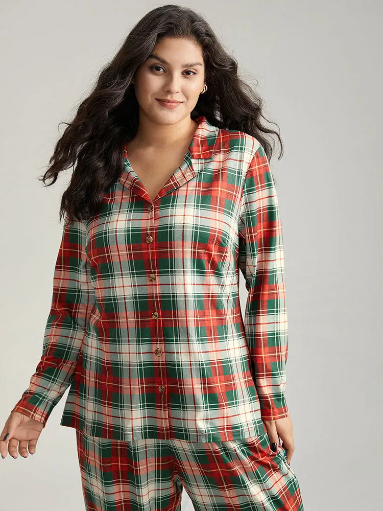 Snuggly Plaid Button Up Sleep Top sold by Bloomchic product image thumbnail 2