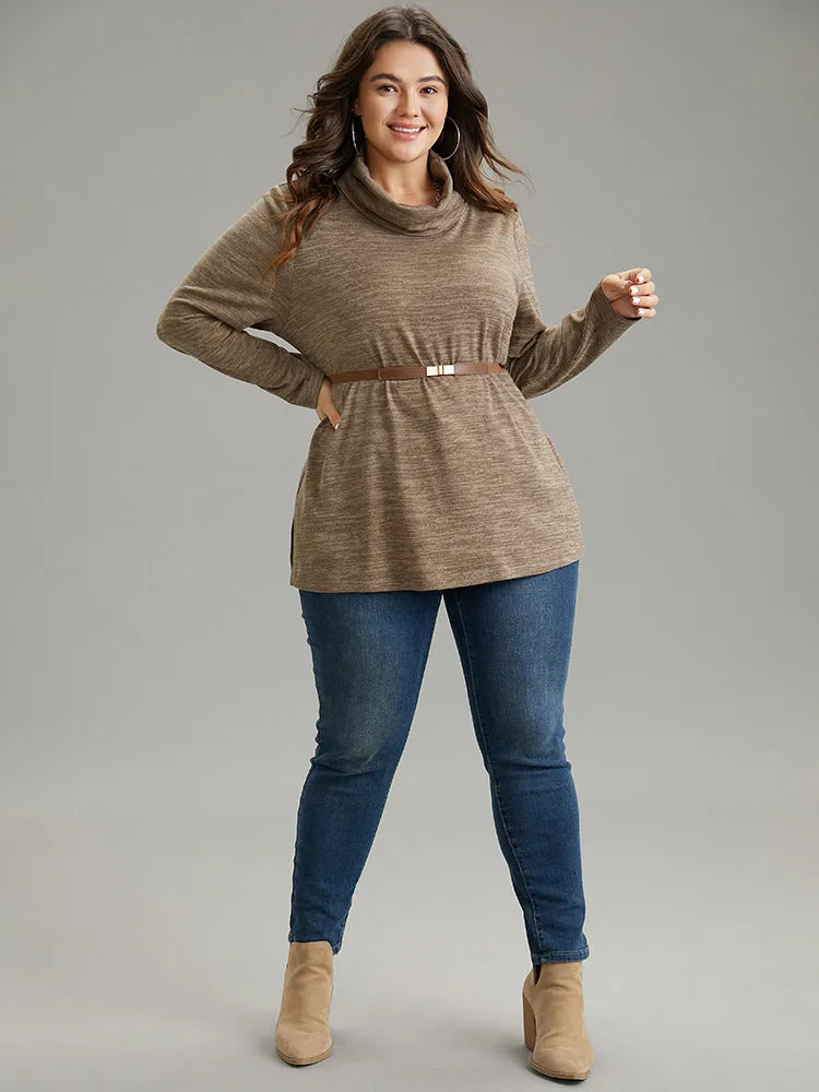 Solid Heather Turtleneck Knit T-shirt sold by Bloomchic product image thumbnail 4