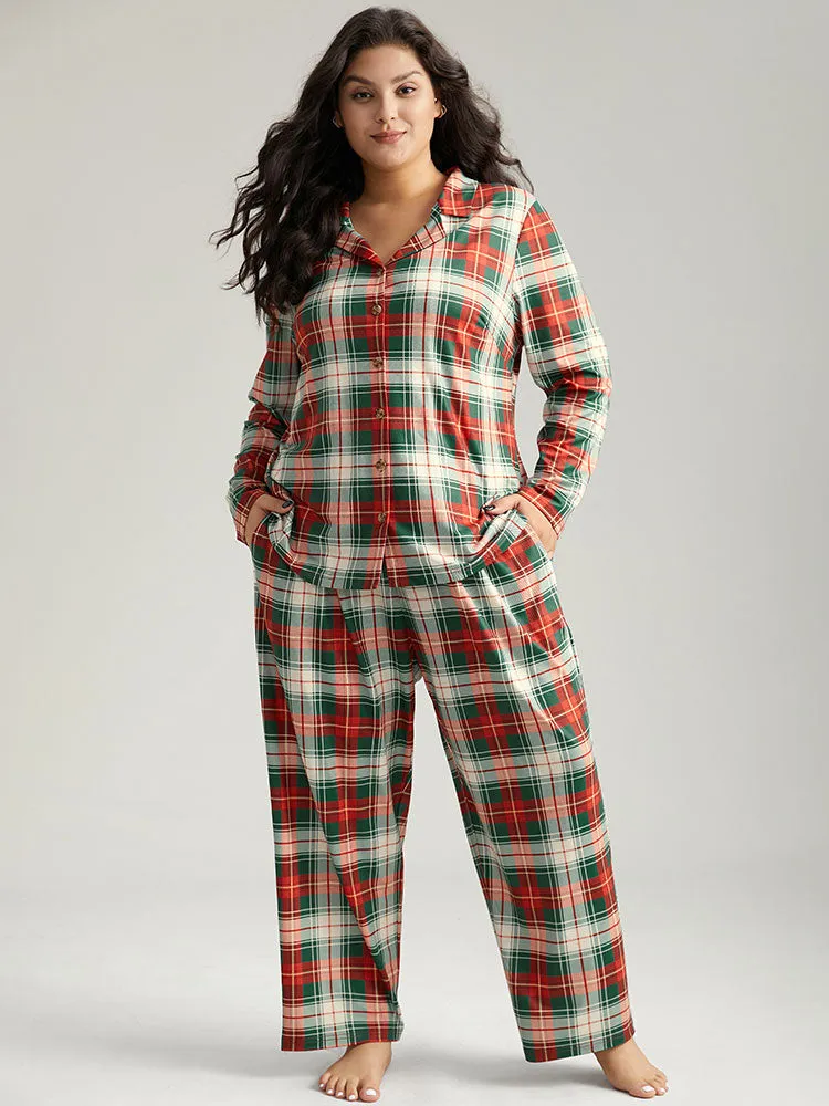 Snuggly Plaid Button Up Sleep Top sold by Bloomchic product image thumbnail 4