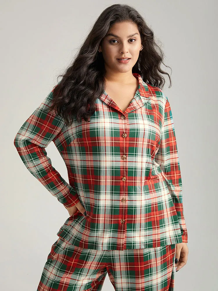 Snuggly Plaid Button Up Sleep Top sold by Bloomchic