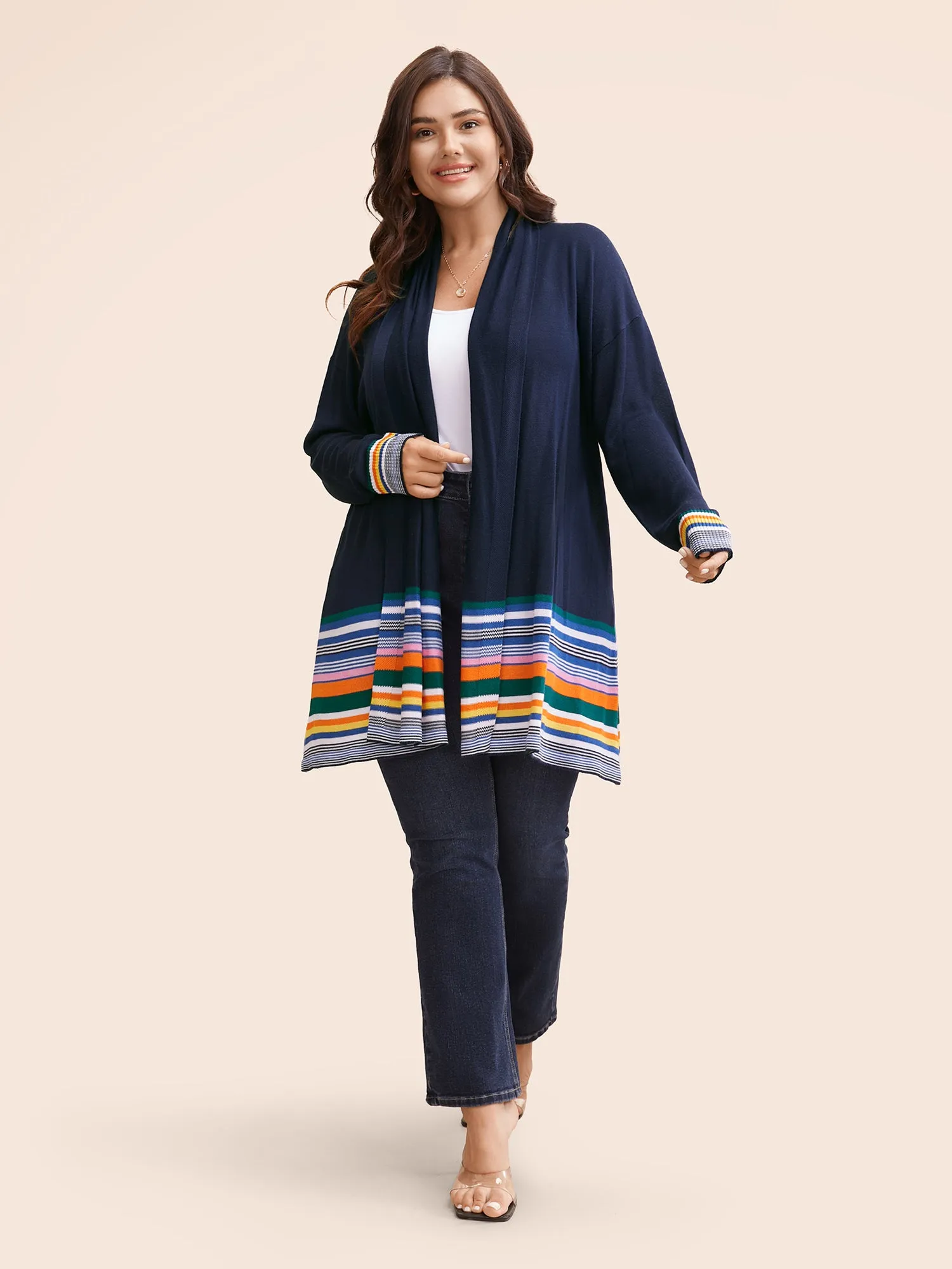 Supersoft Essentials Contrast Striped Patchwork Cardigan sold by Bloomchic product image thumbnail 4