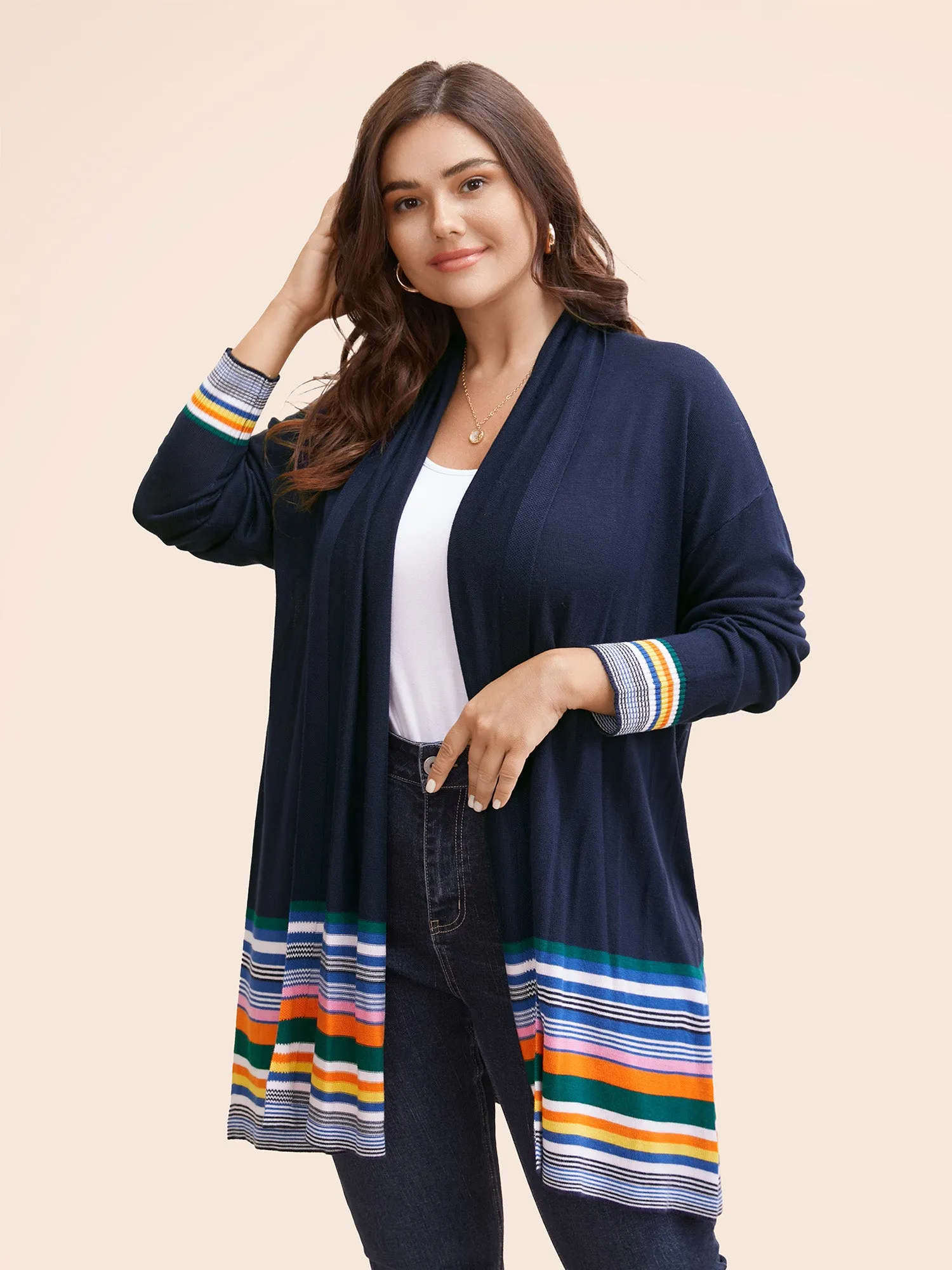 Supersoft Essentials Contrast Striped Patchwork Cardigan sold by Bloomchic product image thumbnail 3
