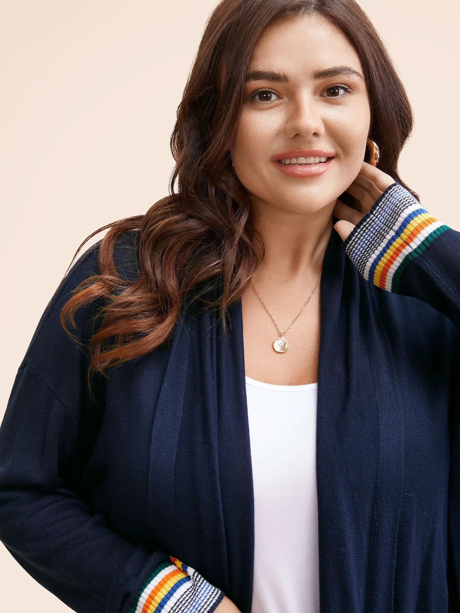 Supersoft Essentials Contrast Striped Patchwork Cardigan sold by Bloomchic product image thumbnail 5