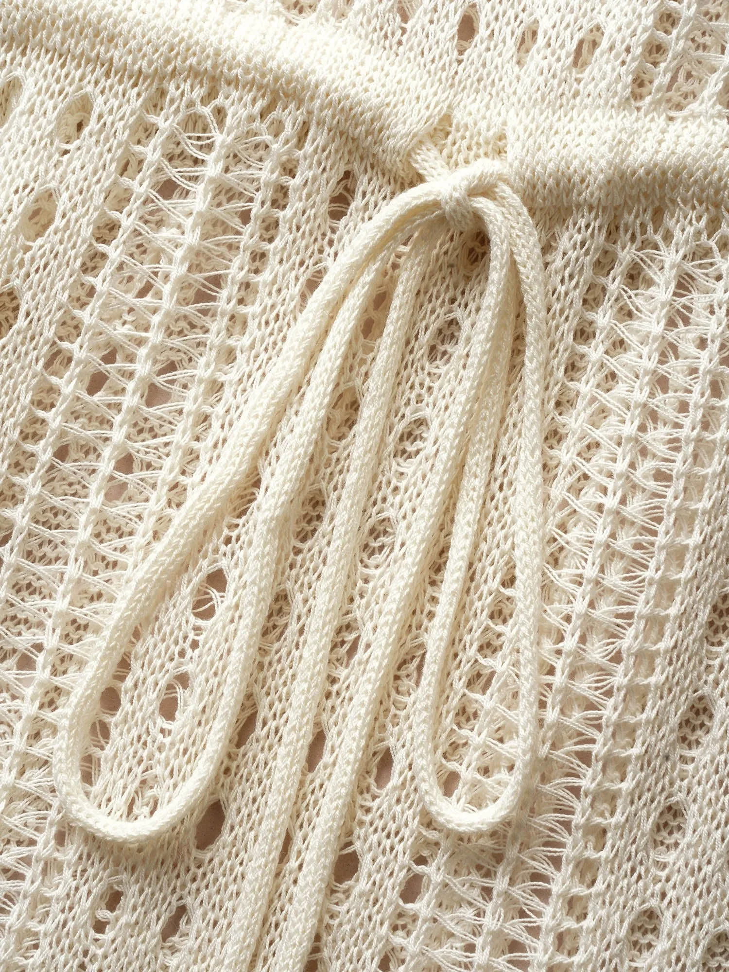 Solid Pointelle Knit Drawstring Swim Cover Up sold by Bloomchic product image thumbnail 5