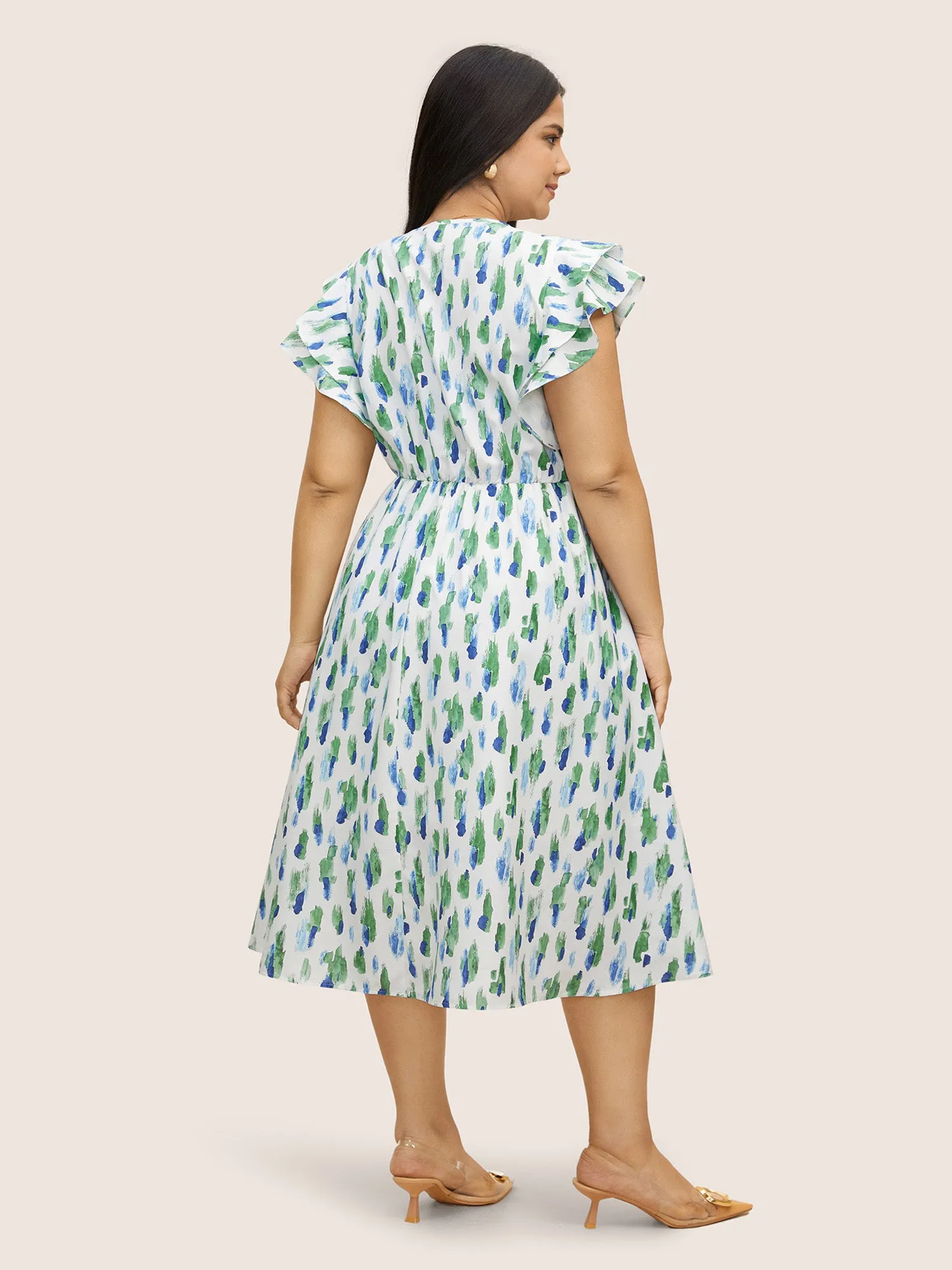 Allover Print Tiered Ruffle Cap Sleeve Dress sold by Bloomchic product image thumbnail 3