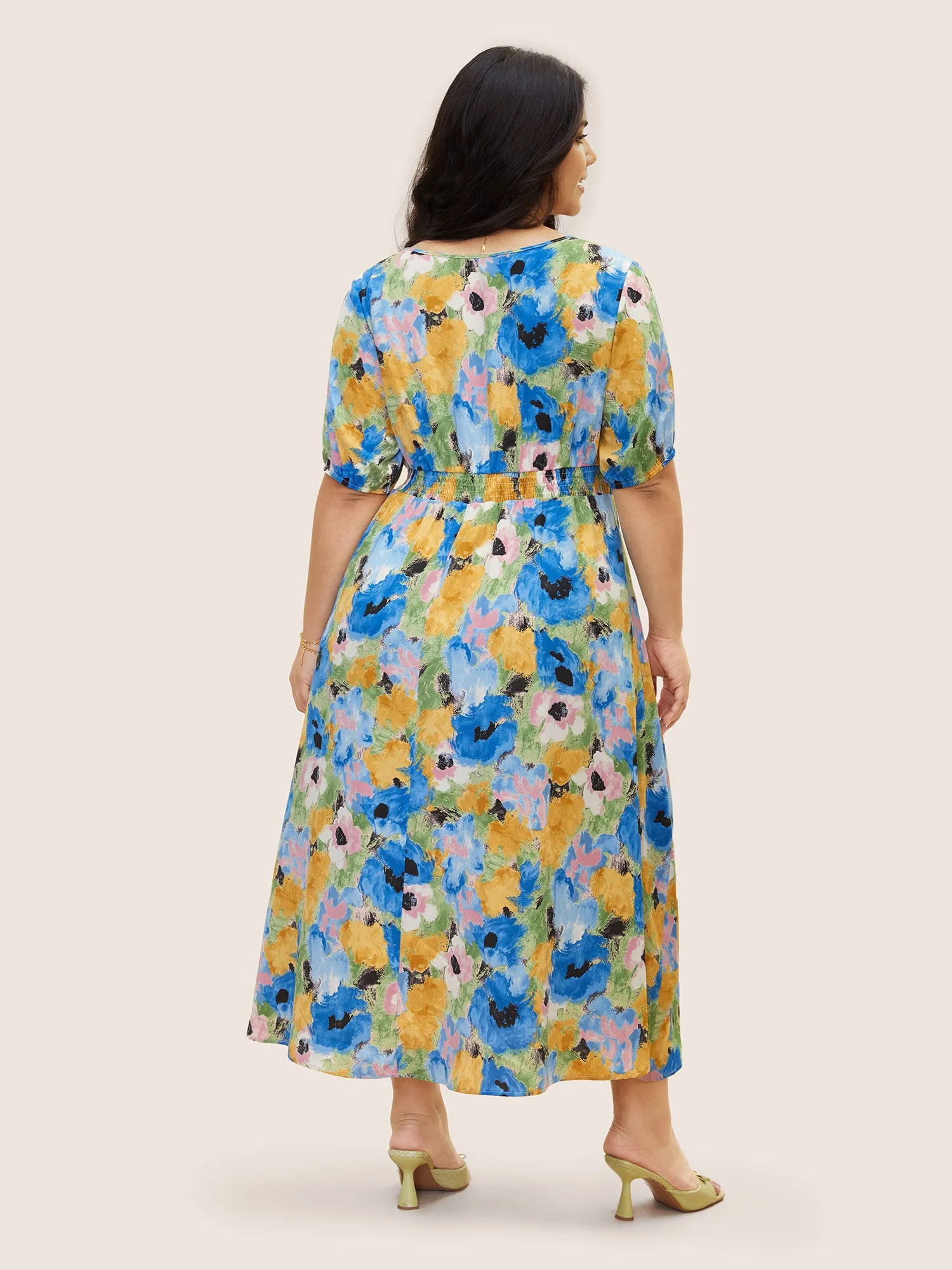 Watercolor Floral Lantern Sleeve Maxi Dress sold by Bloomchic product image thumbnail 3