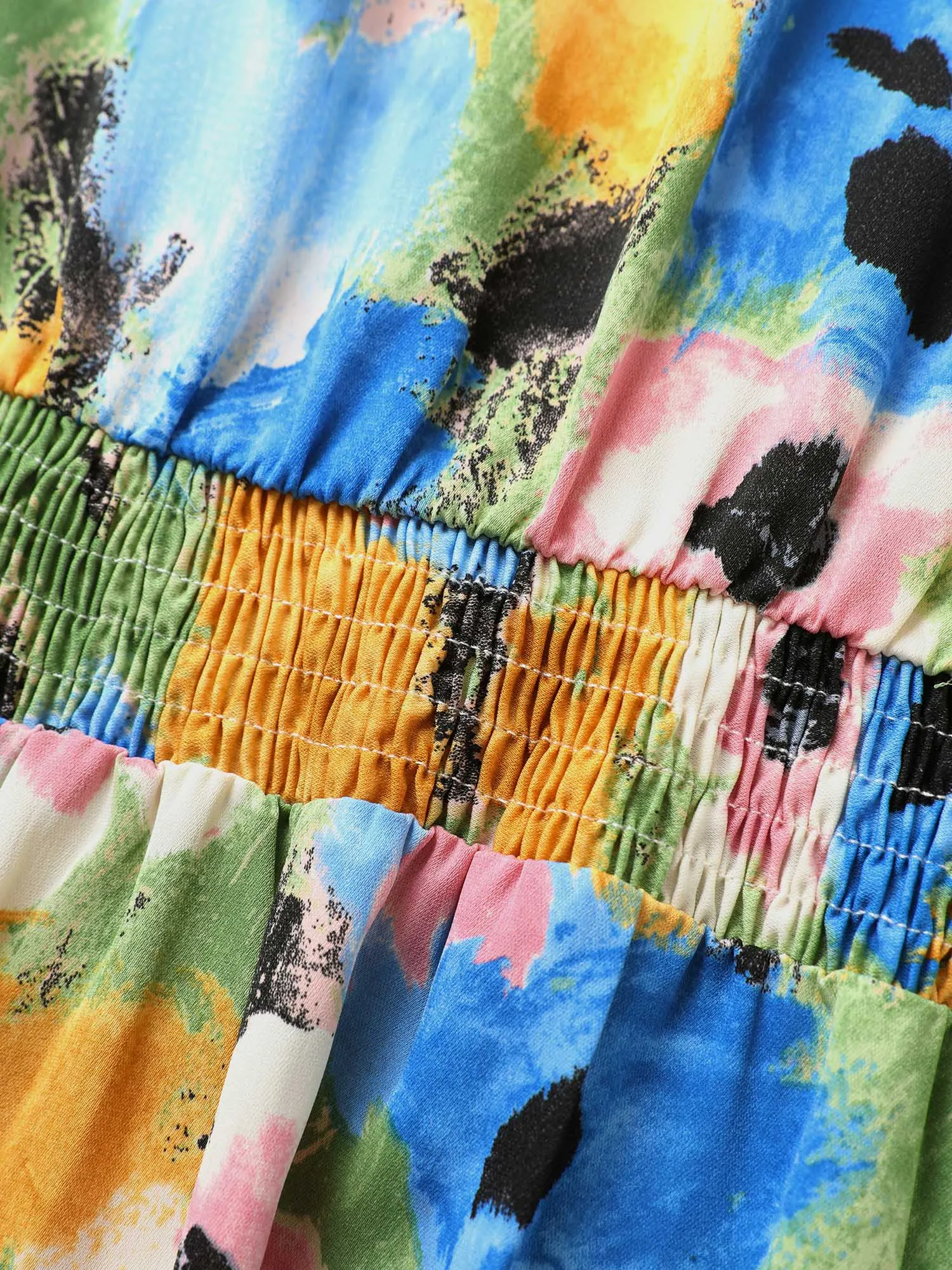 Watercolor Floral Lantern Sleeve Maxi Dress sold by Bloomchic product image thumbnail 5