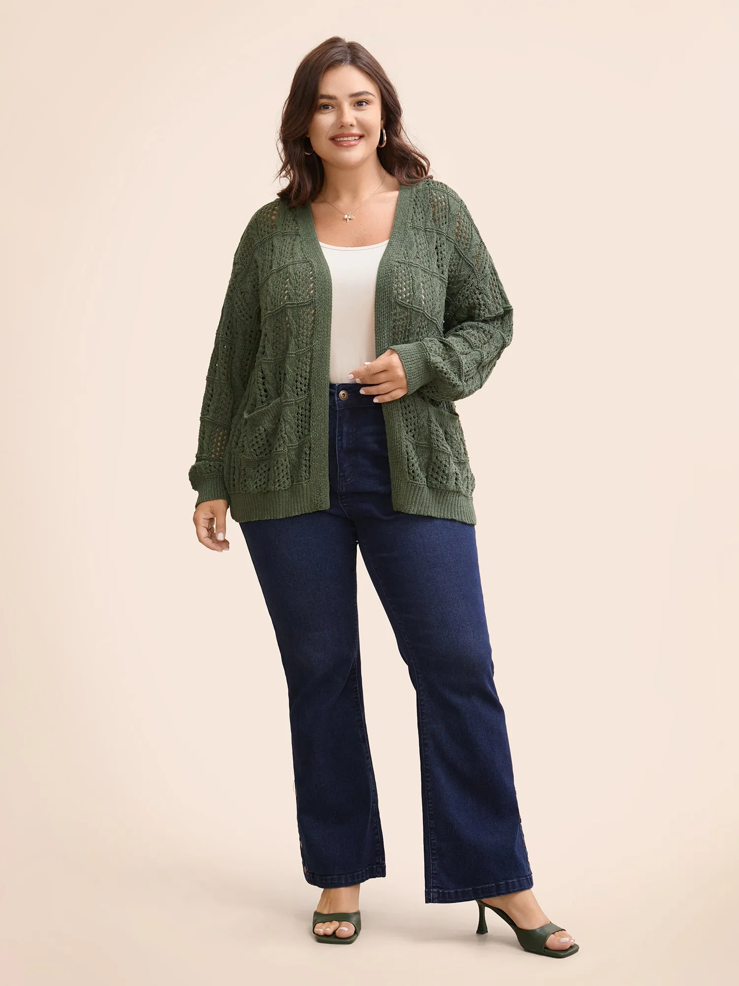 Textured Cable Knit Pocket Cardigan sold by Bloomchic product image thumbnail 2