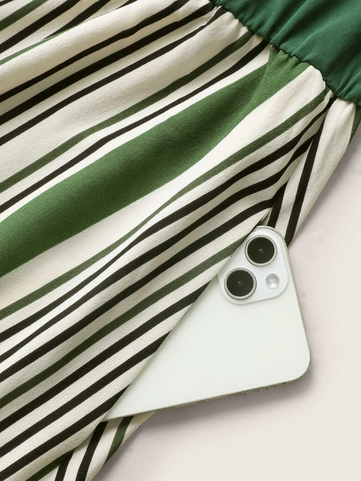 Striped Patchwork Belted Patched Pocket Dress sold by Bloomchic product image thumbnail 5