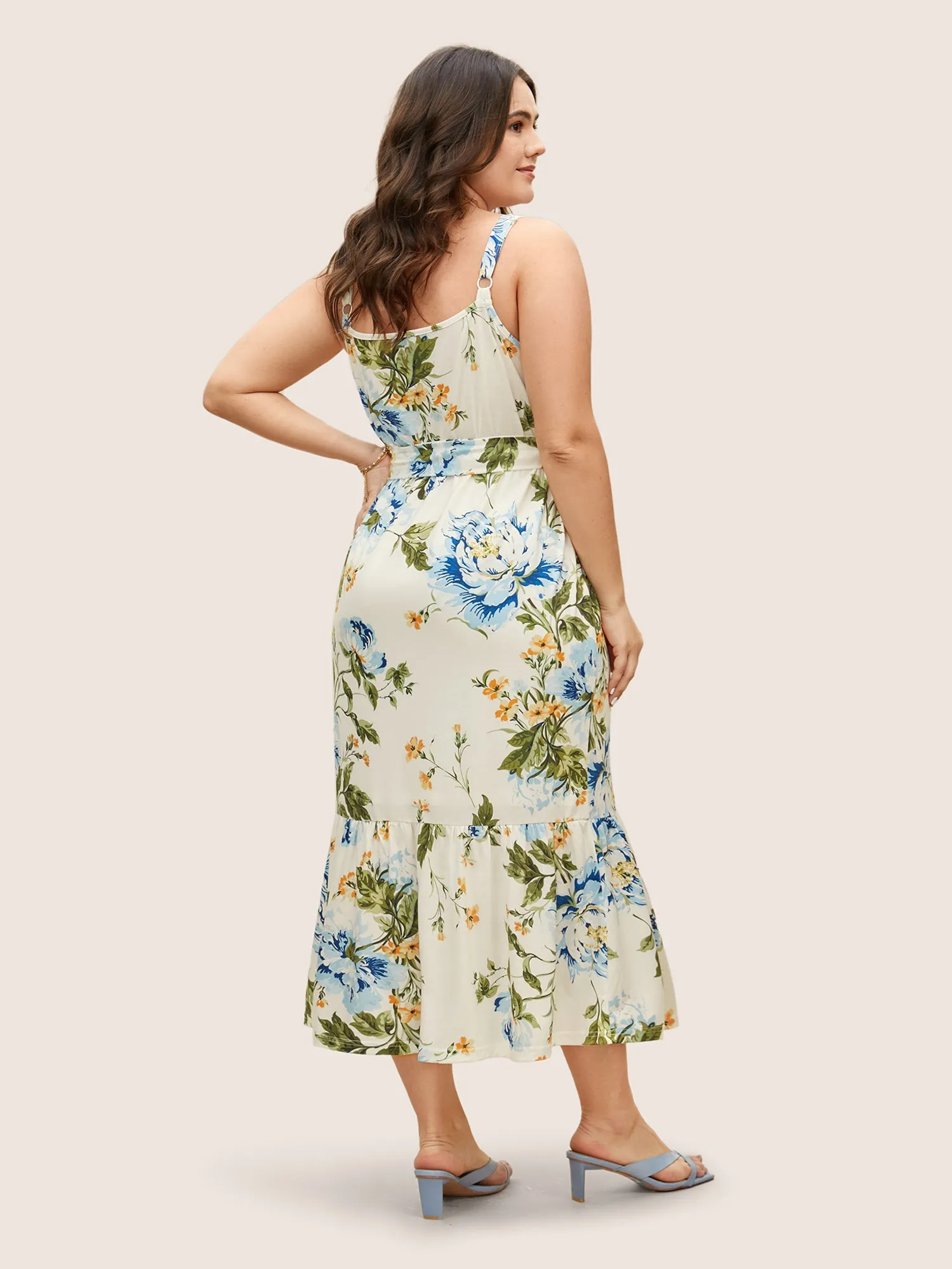 Floral Print Belted Patchwork Ruffles Cami Dress sold by Bloomchic product image thumbnail 3