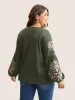 Waffle Knit Floral Embroidered Lantern Sleeve T-shirt sold by Bloomchic