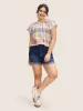 Crew Neck Colored Plaid Split Hem Blouse sold by Bloomchic