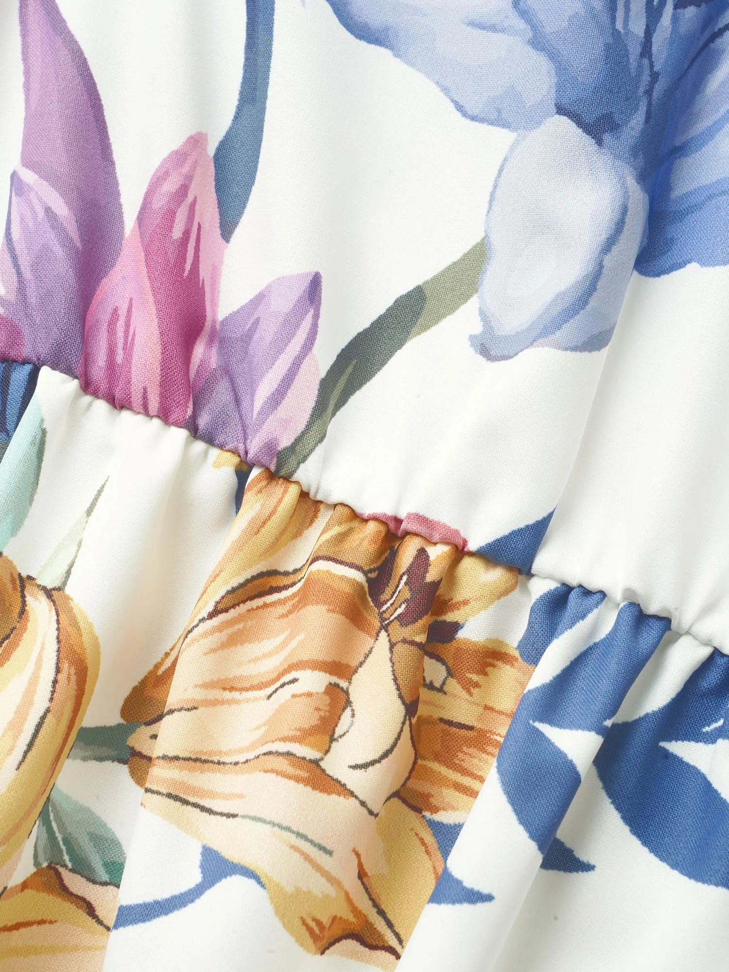 Boho Print Patchwork Ruffle Hem Cami Dress sold by Bloomchic product image thumbnail 5