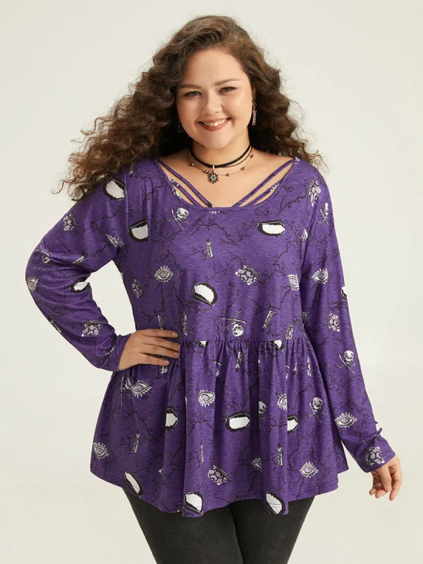 Halloween Graphic Cut Out T-shirt sold by Bloomchic