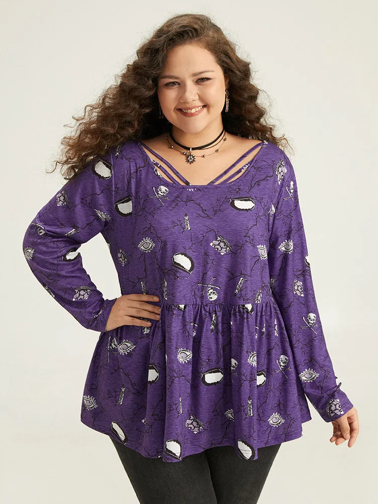 Halloween Graphic Cut Out T-shirt sold by Bloomchic