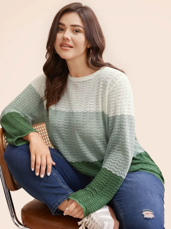 Color Contrast Boat Neck Lightweight Pullover sold by Bloomchic