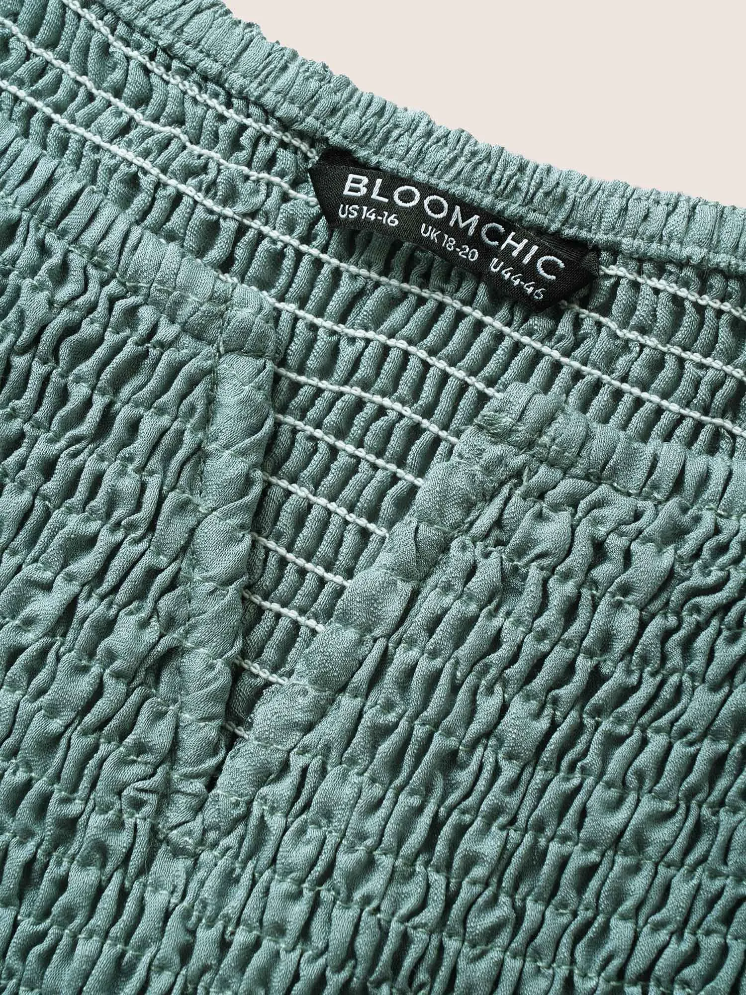 Notched Collar Shirred Ruffle Sleeve Blouse sold by Bloomchic product image thumbnail 5