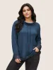 Plain Lace Patchwork Lapel Collar Drawstring T-shirt sold by Bloomchic