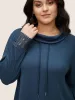Plain Lace Patchwork Lapel Collar Drawstring T-shirt sold by Bloomchic