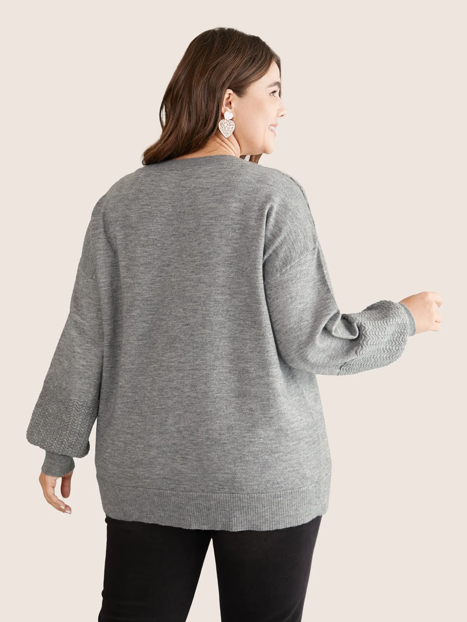 Supersoft Essentials Plain Hollow Out Puff Sleeve Pullover sold by Bloomchic product image thumbnail 2