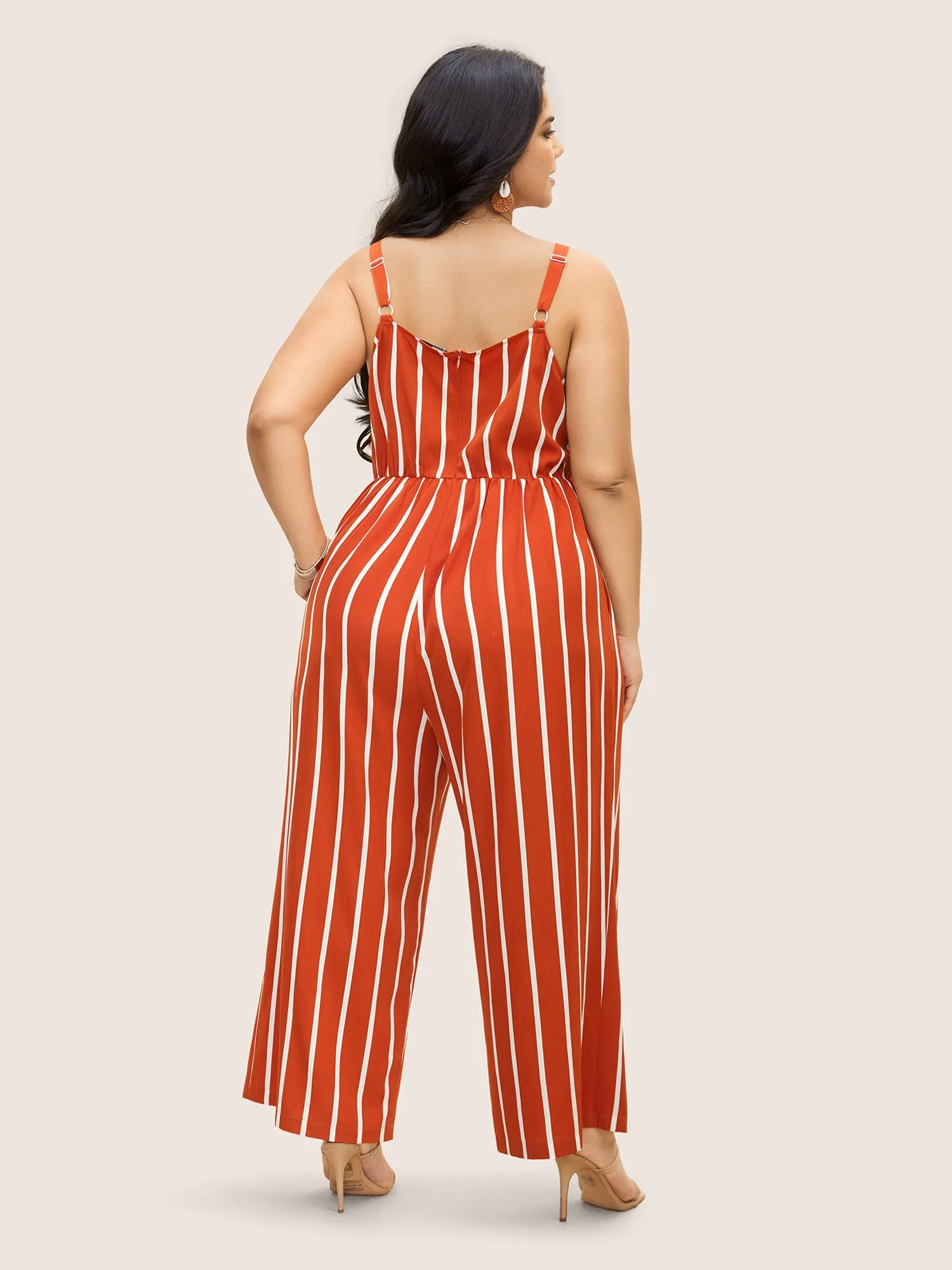 Contrast Striped V Neck Adjustable Straps Jumpsuit sold by Bloomchic product image thumbnail 4