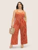 Contrast Striped V Neck Adjustable Straps Jumpsuit sold by Bloomchic