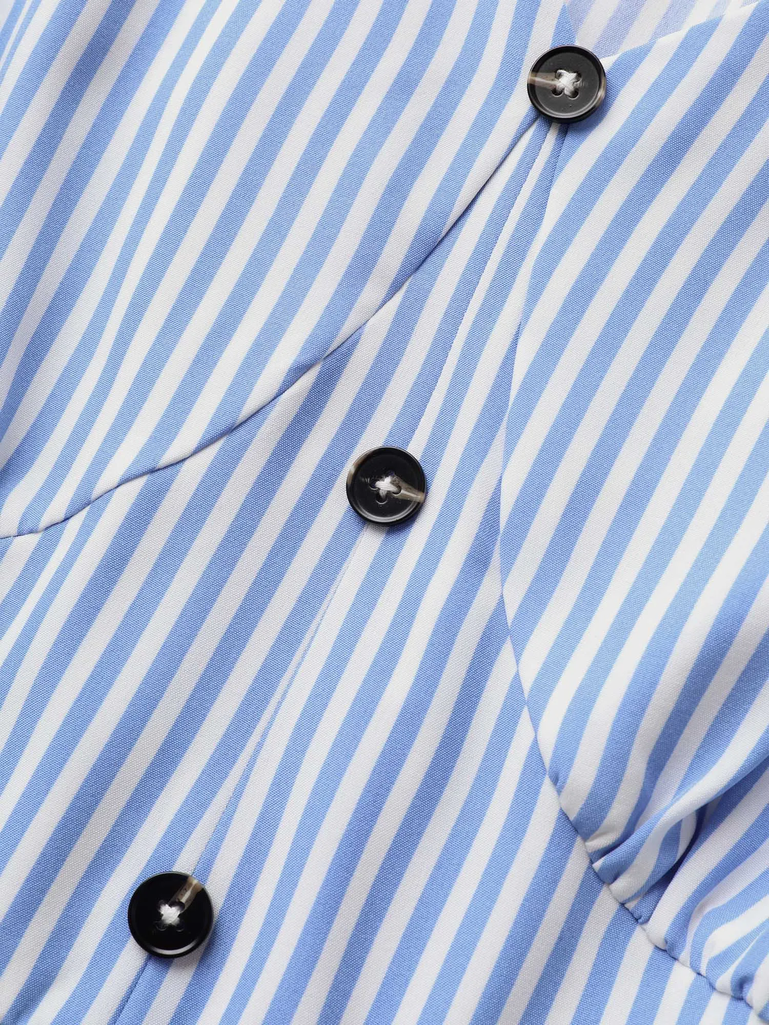 Striped Puff Sleeve Button Detail Midi Dress sold by Bloomchic product image thumbnail 5