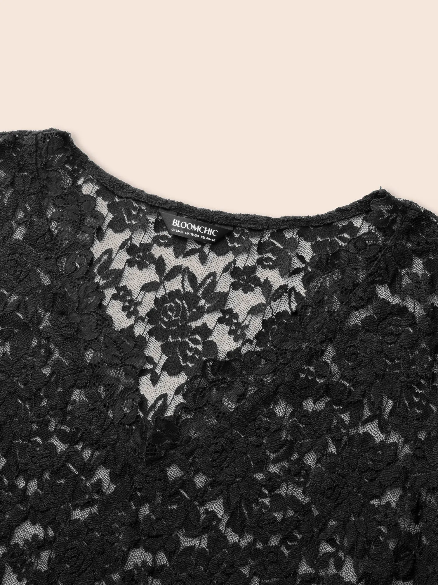 V Neck Lace Panel Mesh T-shirt sold by Bloomchic product image thumbnail 5