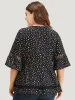 Leopard Print Flutter Sleeve Keyhole Hollow Out Blouse sold by Bloomchic