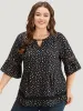 Leopard Print Flutter Sleeve Keyhole Hollow Out Blouse sold by Bloomchic