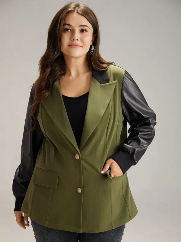 Contrast Flap Pocket Button Fly Coat sold by Bloomchic