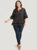 Leopard Print Flutter Sleeve Keyhole Hollow Out Blouse sold by Bloomchic