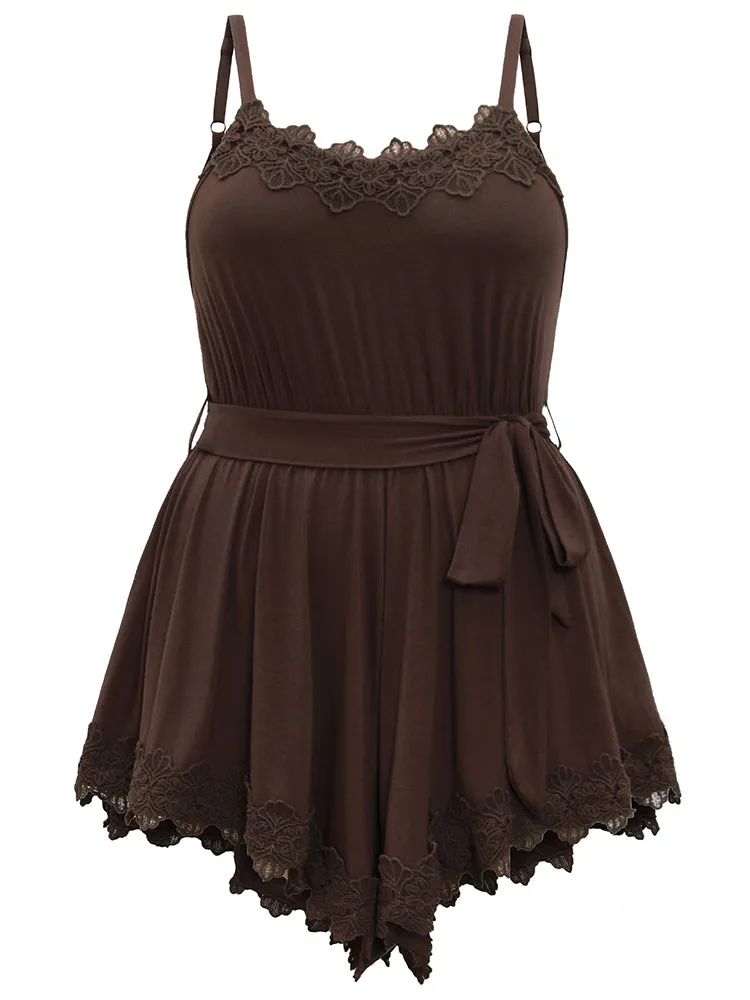 Lace Panel Belted Adjustable Straps Sleep Dress sold by Bloomchic product image thumbnail 5