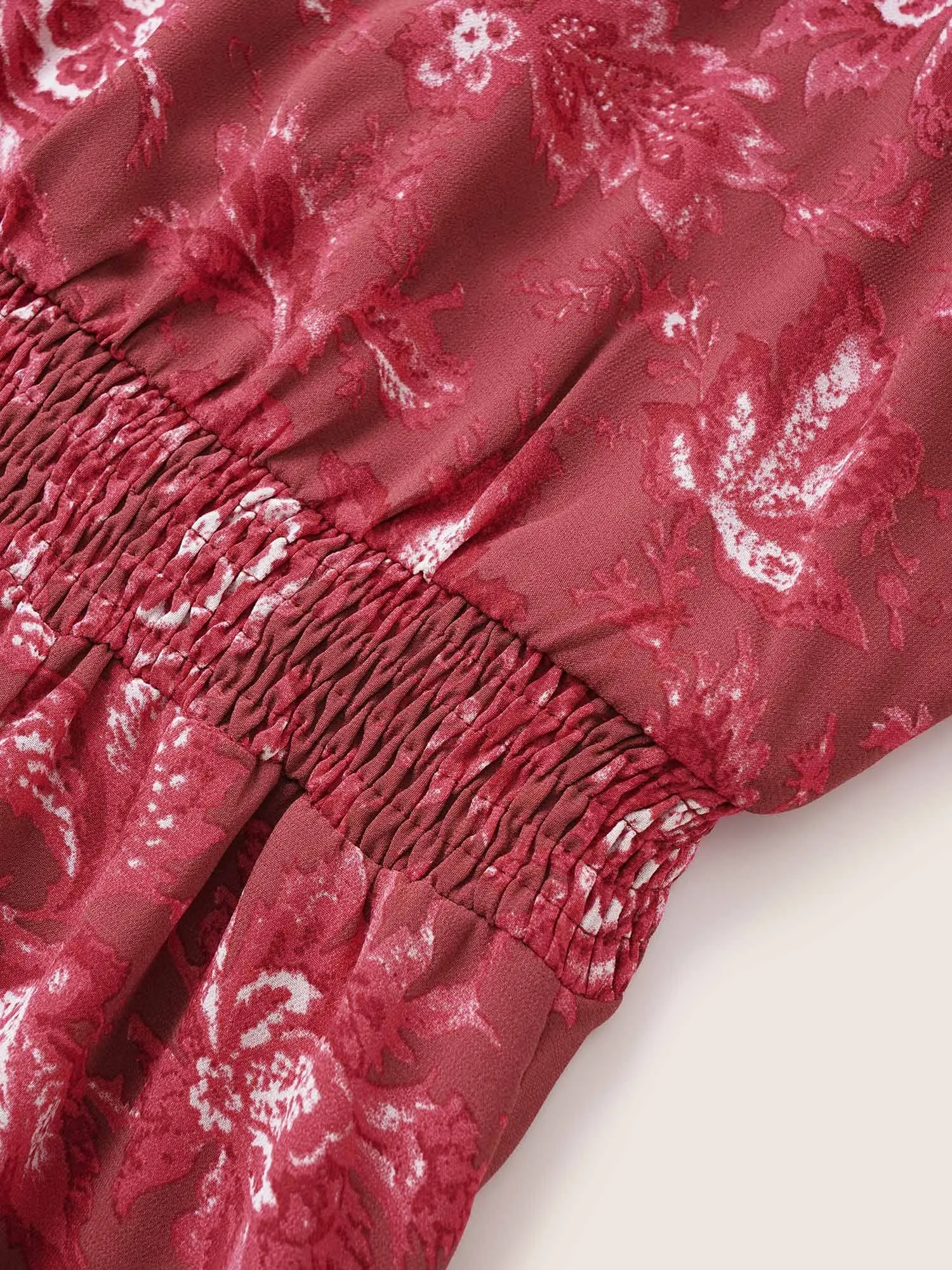 Square Neck Floral Shirred Gathered Mesh Dress sold by Bloomchic product image thumbnail 5