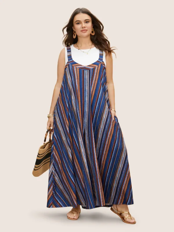 Colored Striped Adjustable Straps Jumpsuit sold by Bloomchic